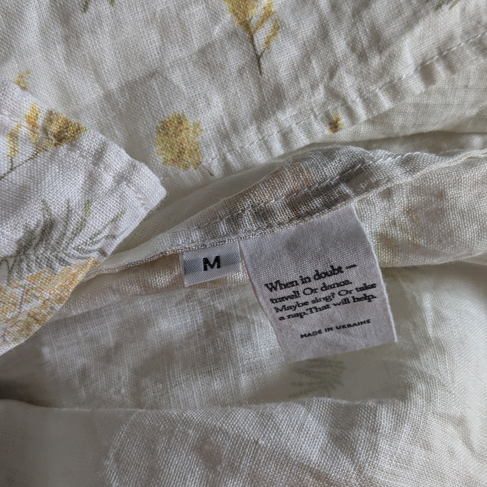 Sleeper Atlanta Smocked Linen Midi Dress Cottagecore Mimosa Size M - Picture 10 of 11